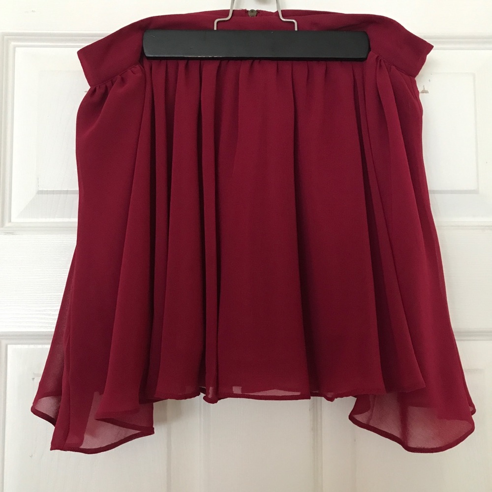 Maroon Skater High Waist Mini Skirt